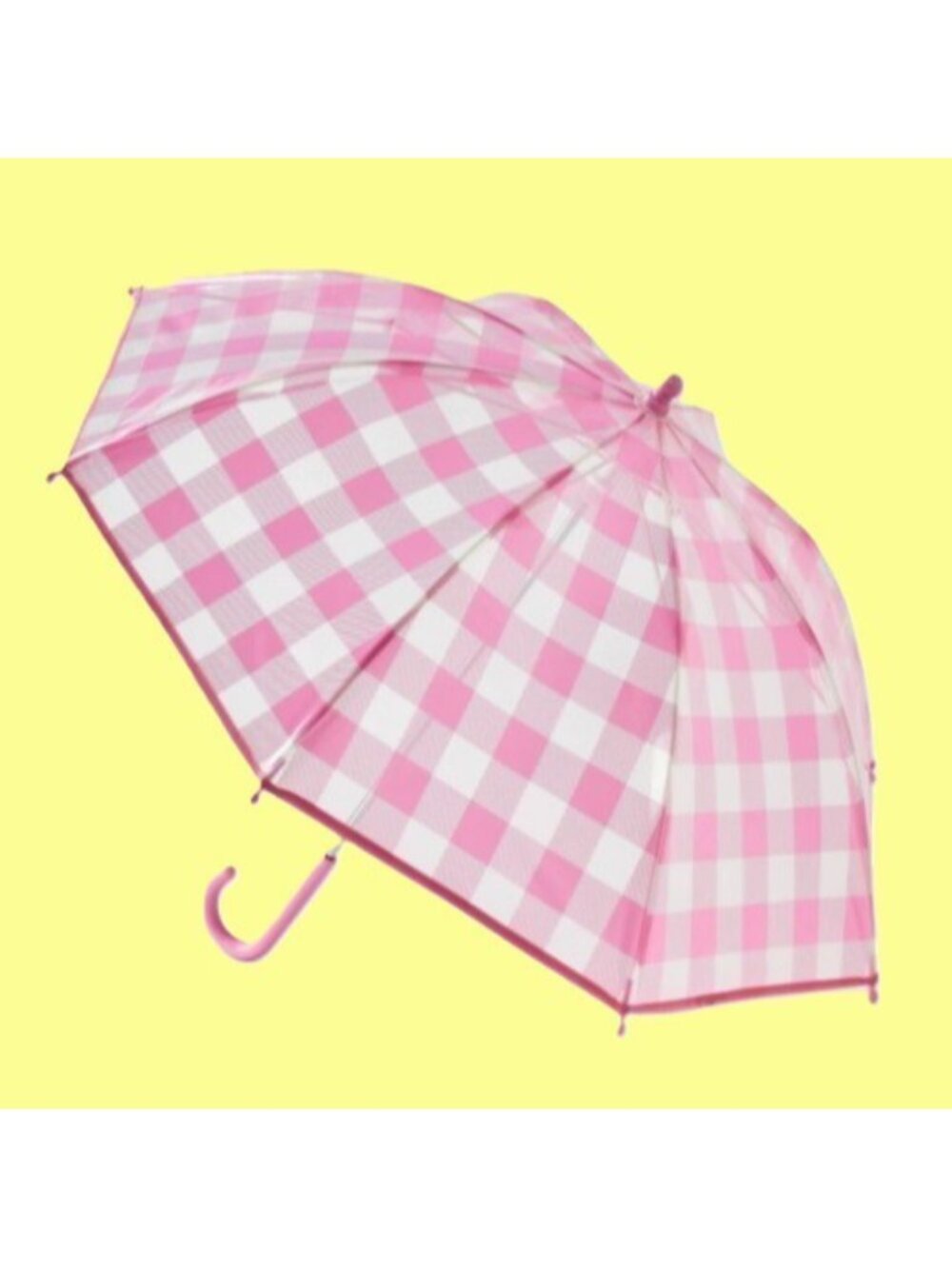 Cat & Jack™ Child's Gingham Arch J Stick Umbrella, Pink and Clear